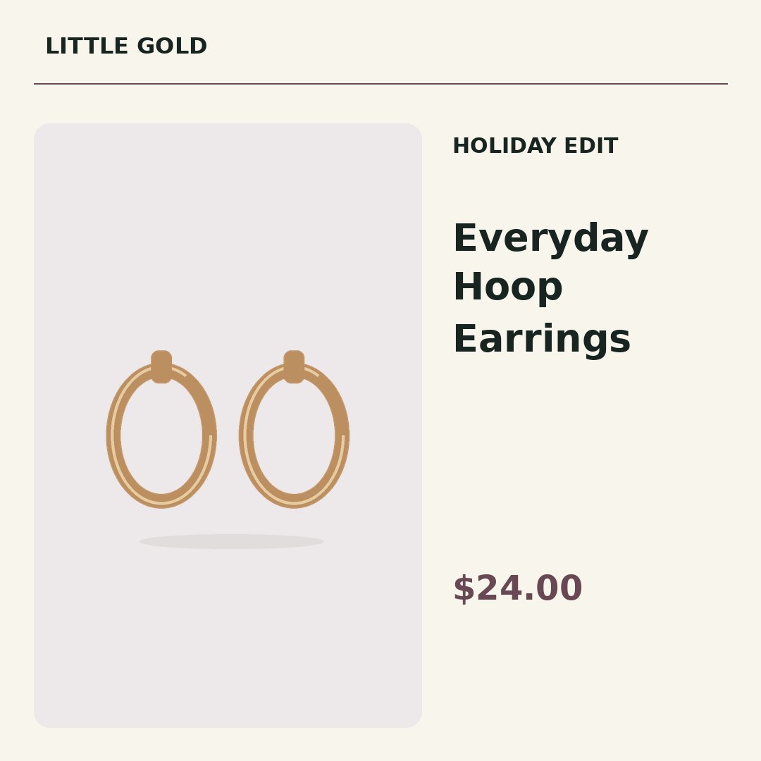 Fictional Little Gold hoop earrings promotion example